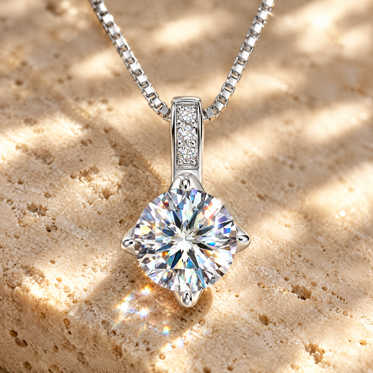 Lyra Pavé Bail Moissanite Necklace, close-up detail