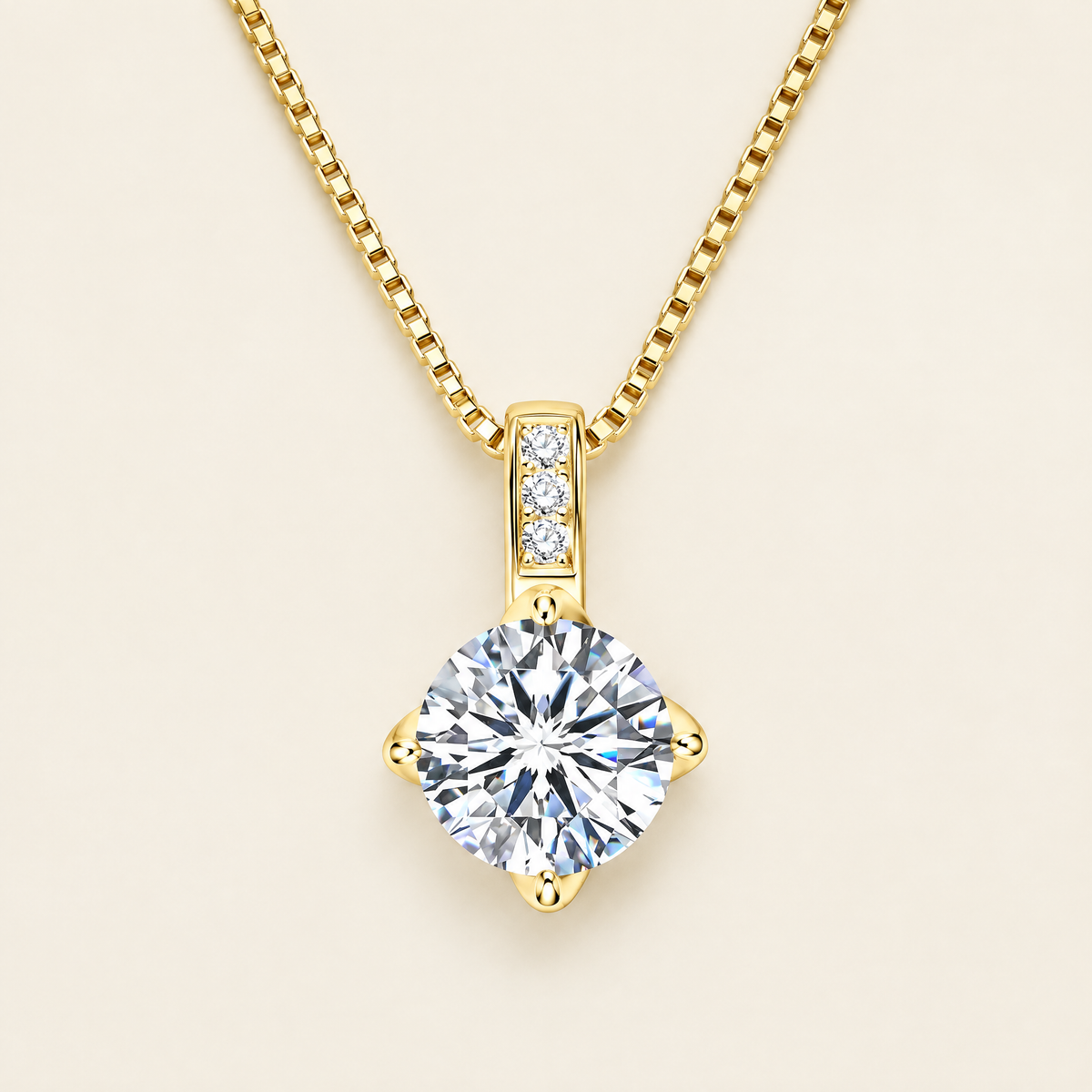 Lyra Pavé Bail Moissanite Necklace in Yellow Gold