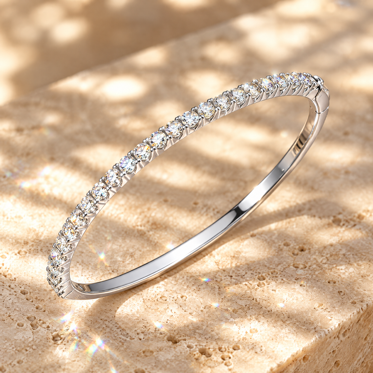 Margaux Moissanite Half-Tennis Bangle, close-up detail