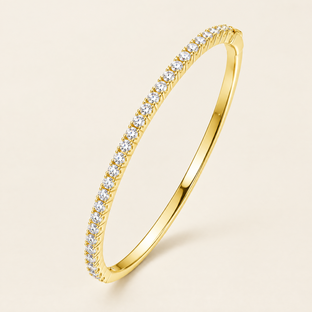 Margaux Moissanite Half-Tennis Bangle in Yellow Gold