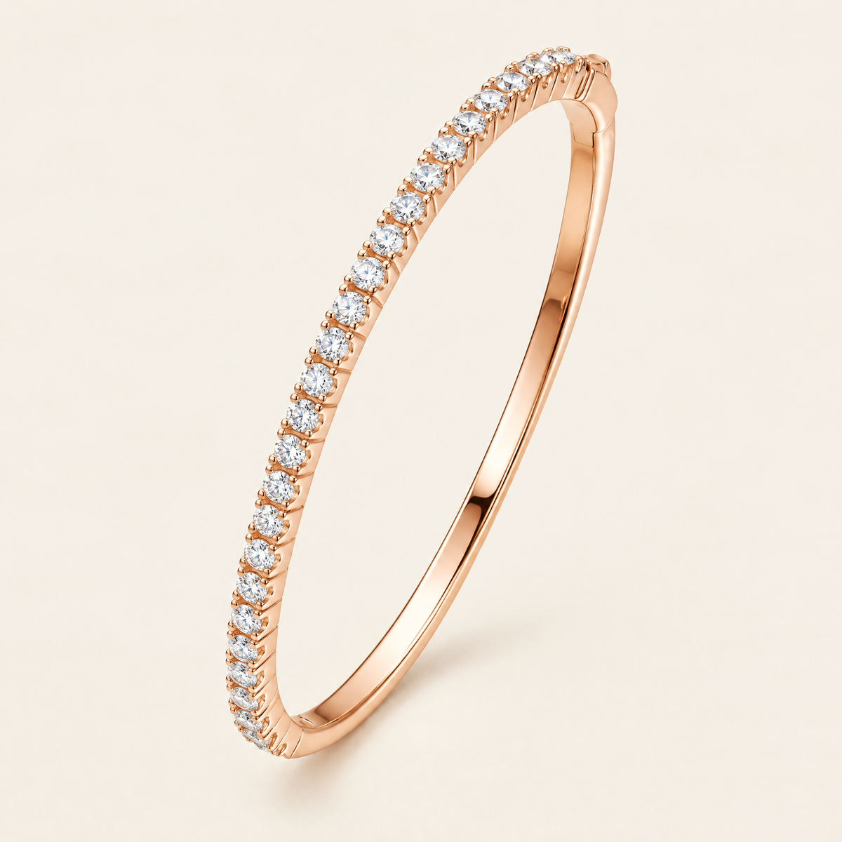 Margaux Moissanite Half-Tennis Bangle in Rose Gold