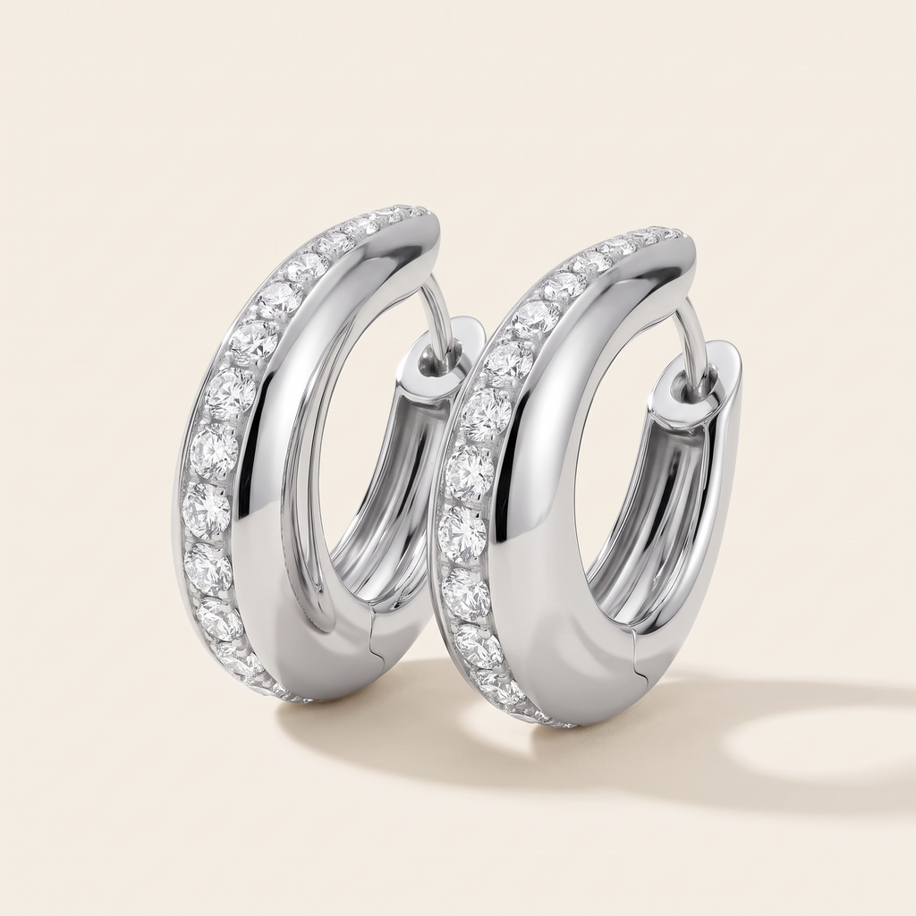 Margot Moissanite Chunky Hoops in White Gold