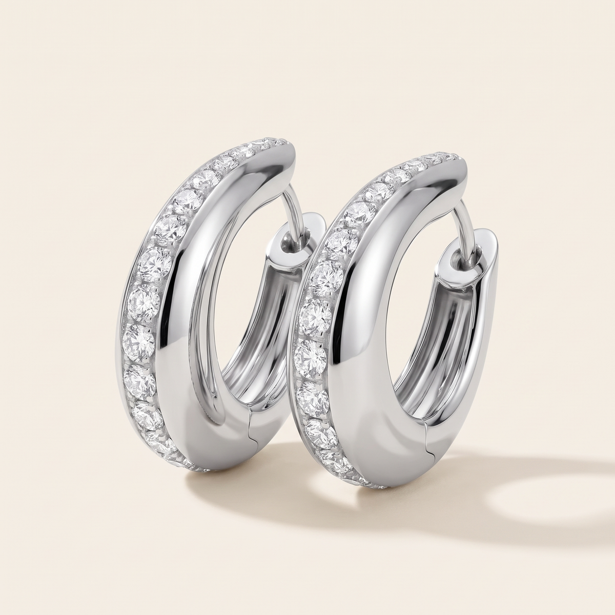 Margot Moissanite Chunky Hoops in White Gold