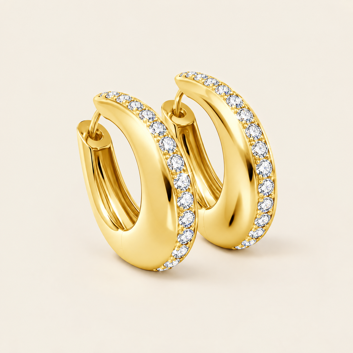 Margot Moissanite Chunky Hoops in Yellow Gold