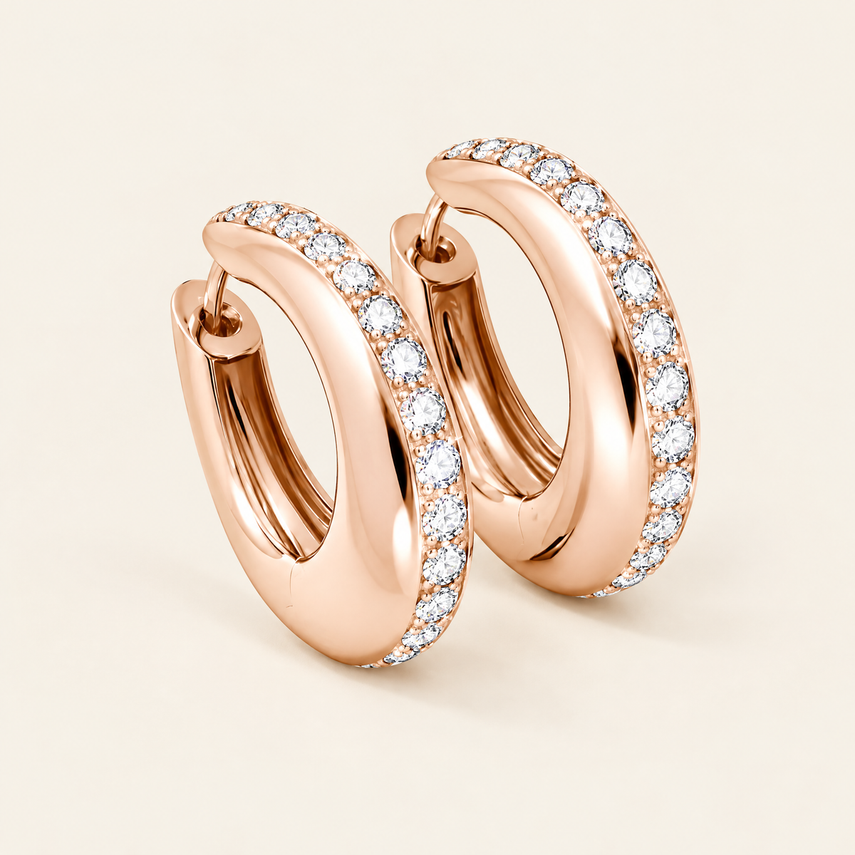 Margot Moissanite Chunky Hoops in Rose Gold