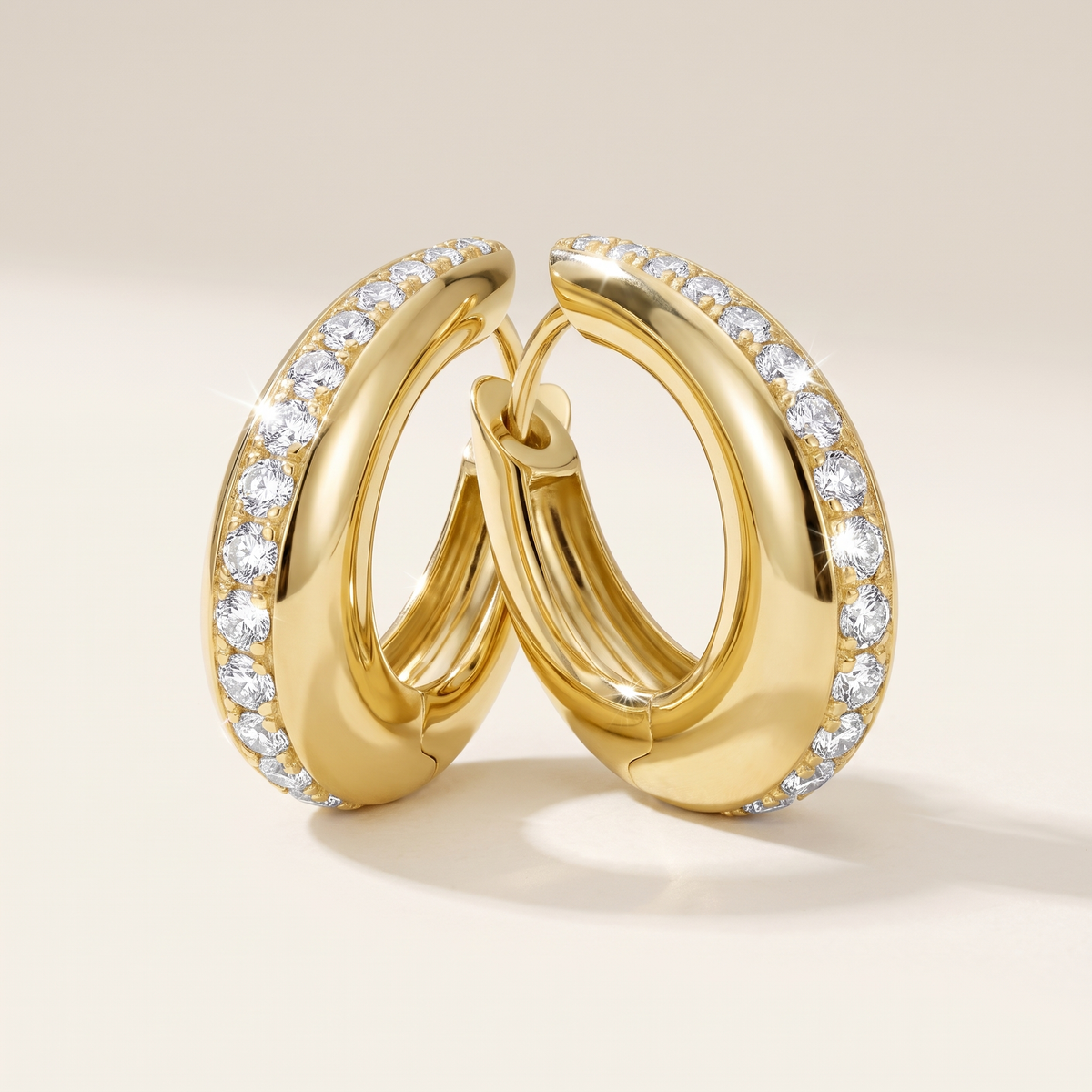 Margot Moissanite Chunky Hoops, 14K Gold Filled