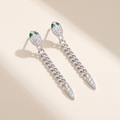 Mélusine Moissanite Snake Drop Earrings in White Gold