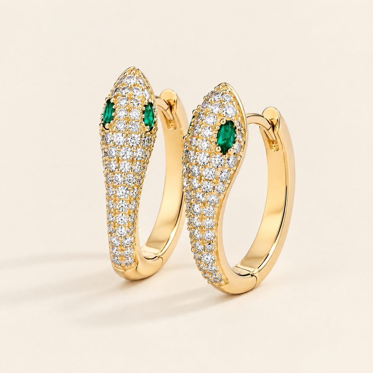 Mélusine Moissanite Snake Hoops in Yellow Gold