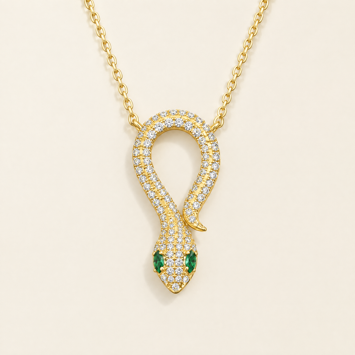 Mélusine Moissanite Snake Pendant in Yellow Gold