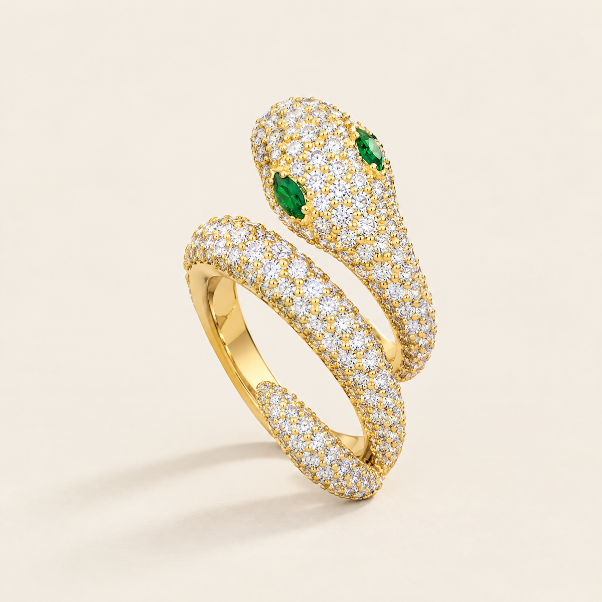 Mélusine Moissanite Snake Ring in Yellow Gold