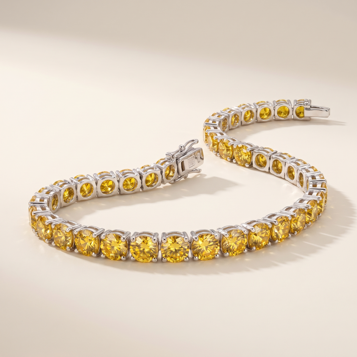 Miel Yellow Moissanite Tennis Bracelet in White Gold
