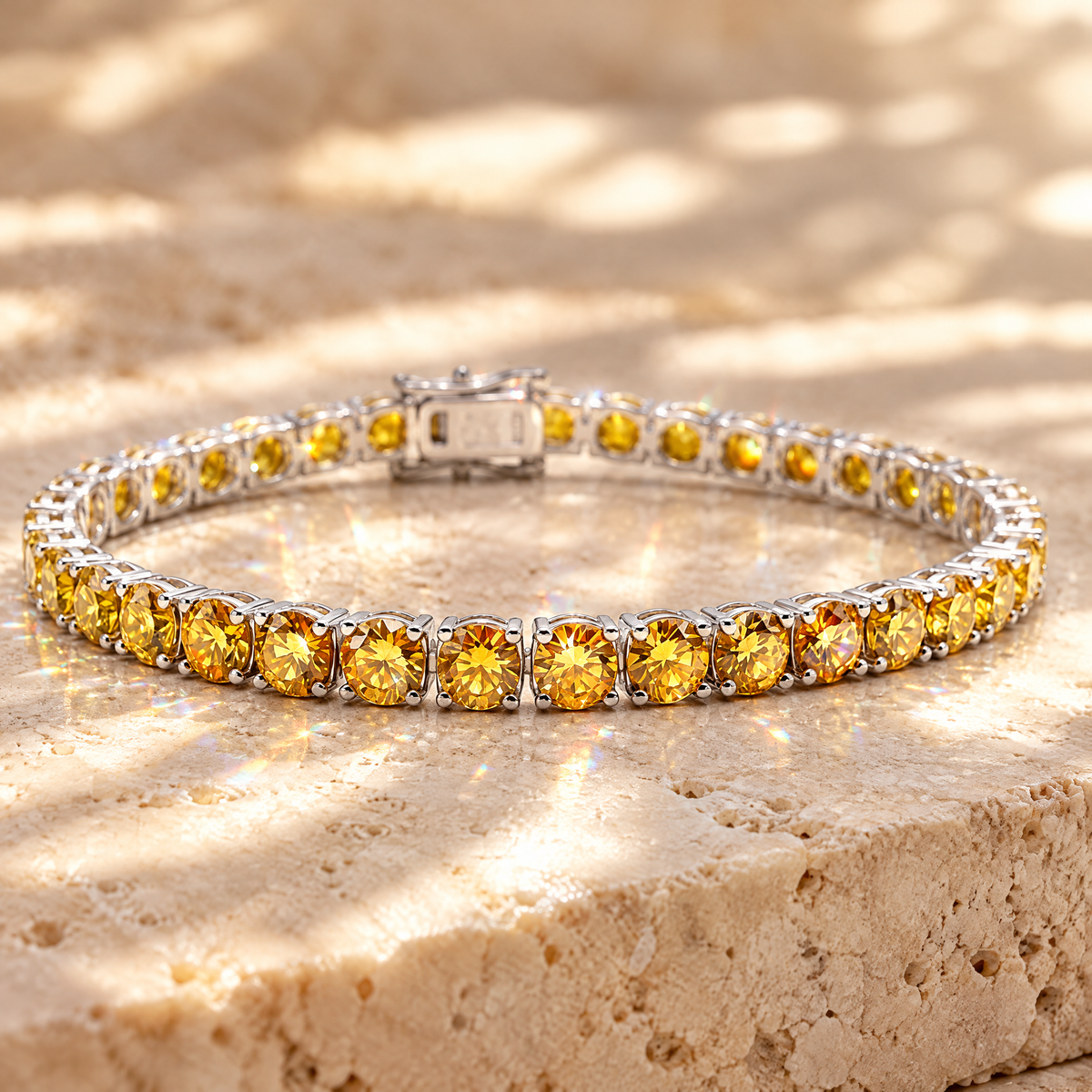 Miel Yellow Moissanite Tennis Bracelet, close-up detail