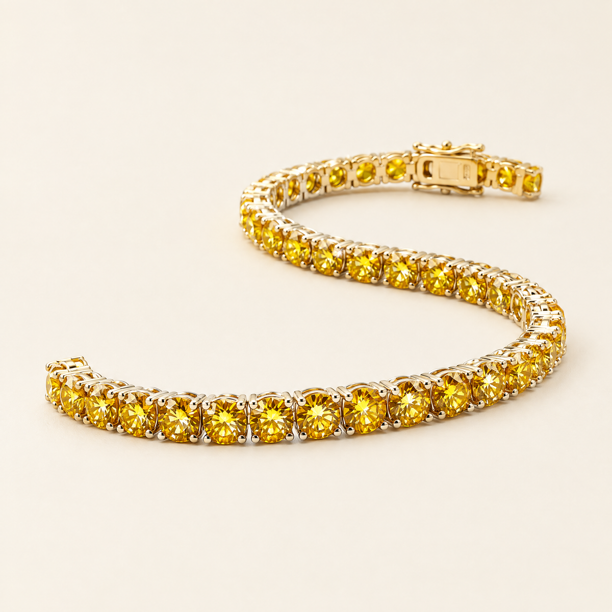 Miel Yellow Moissanite Tennis Bracelet in Yellow Gold