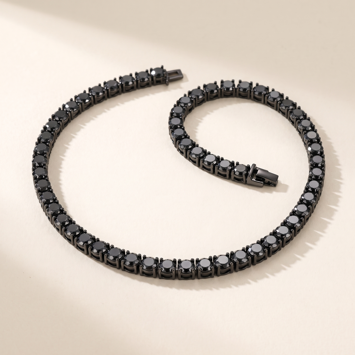 Minuit Black Moissanite Tennis Necklace in Black Gold