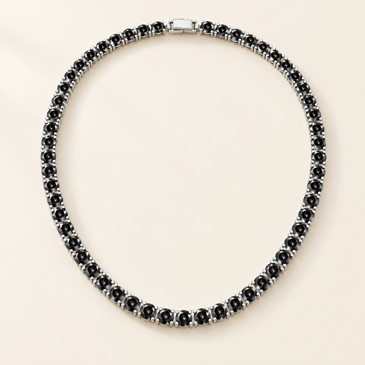 Minuit Black Moissanite Tennis Necklace in White Gold