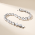 Mosaïque Mixed-Cut Moissanite Tennis Bracelet in White Gold