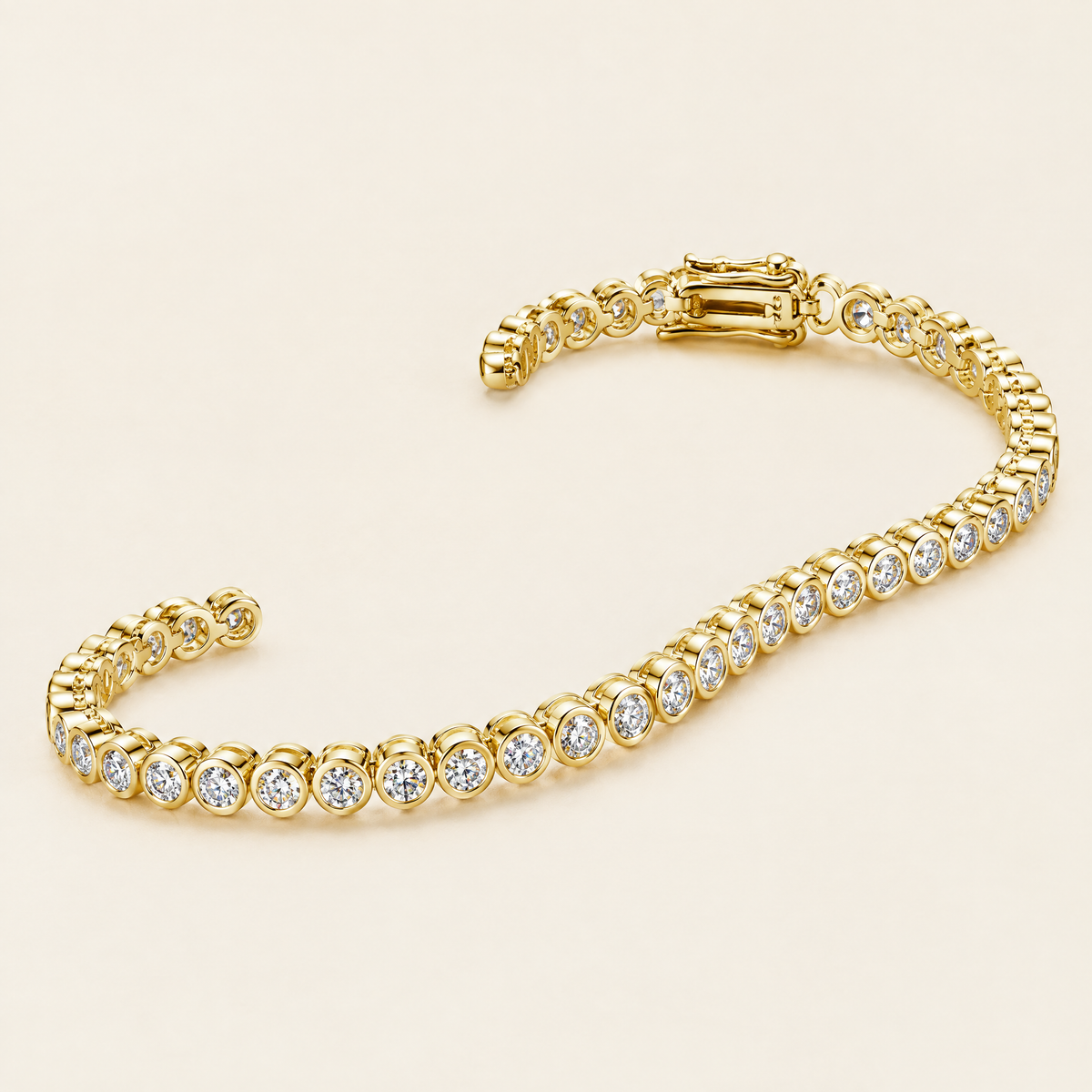 Nina Bezel Moissanite Tennis Bracelet in Yellow Gold