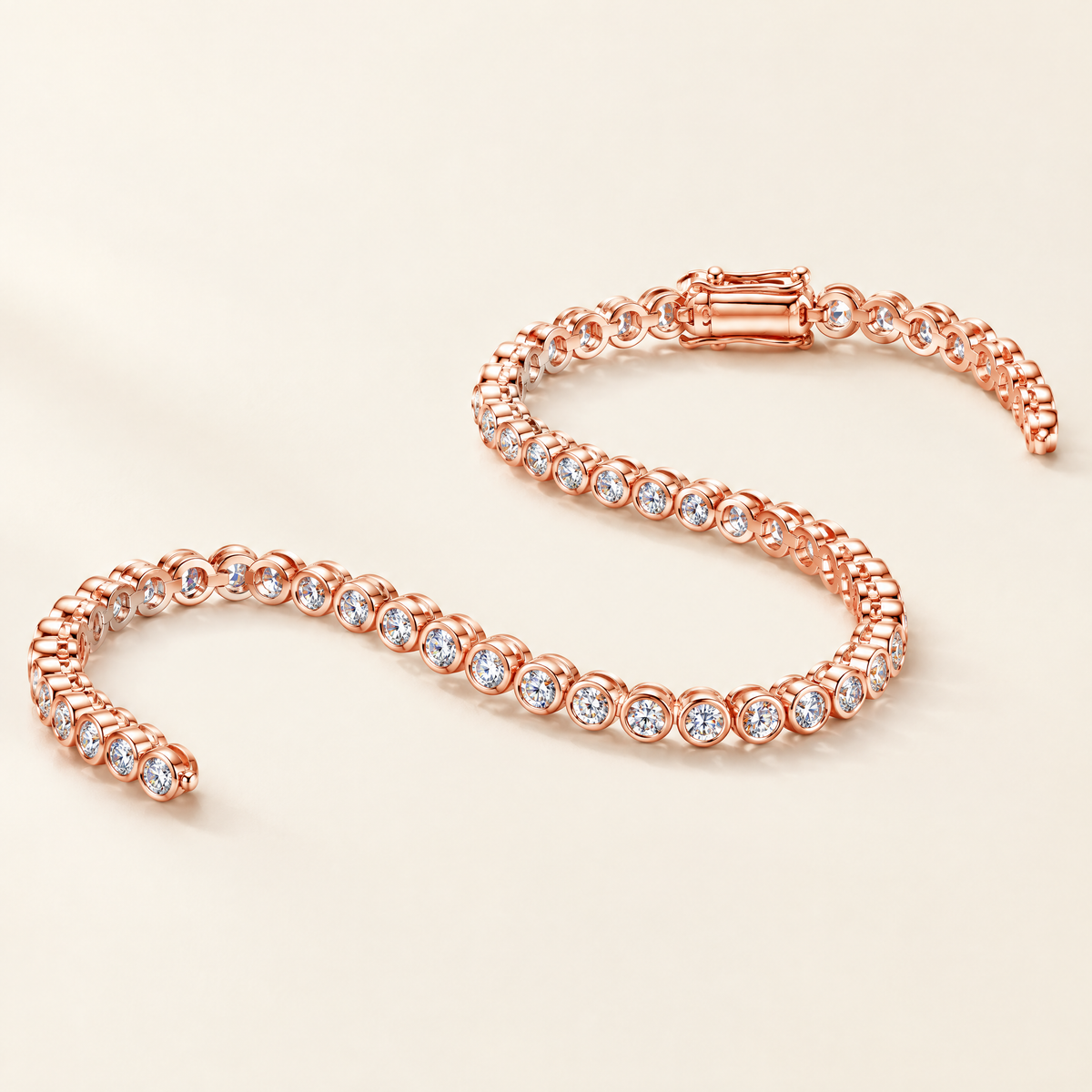 Nina Bezel Moissanite Tennis Bracelet in Rose Gold