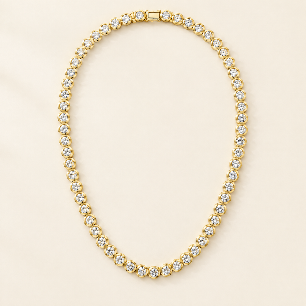 Nina Bezel Moissanite Tennis Necklace in Yellow Gold