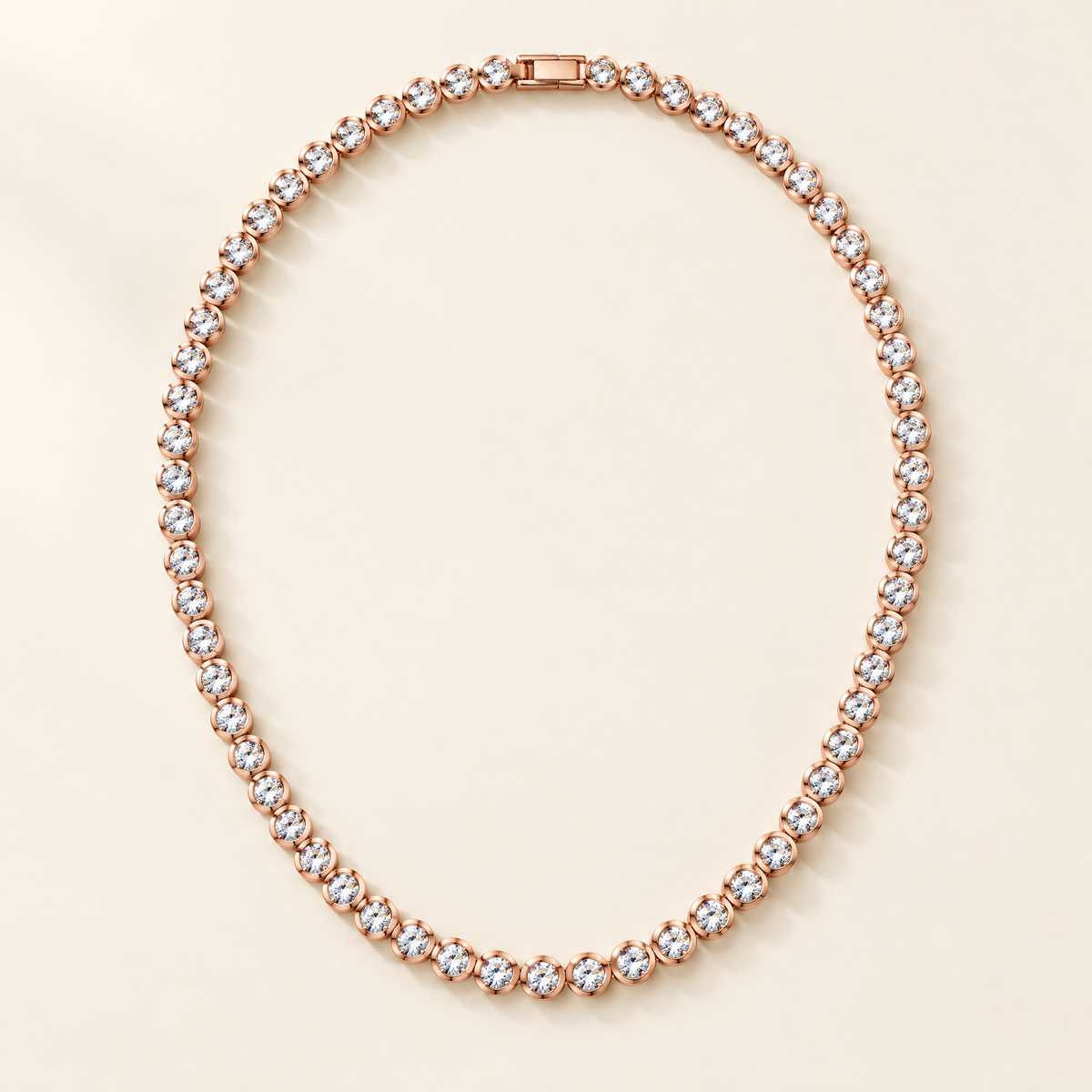 Nina Bezel Moissanite Tennis Necklace in Rose Gold