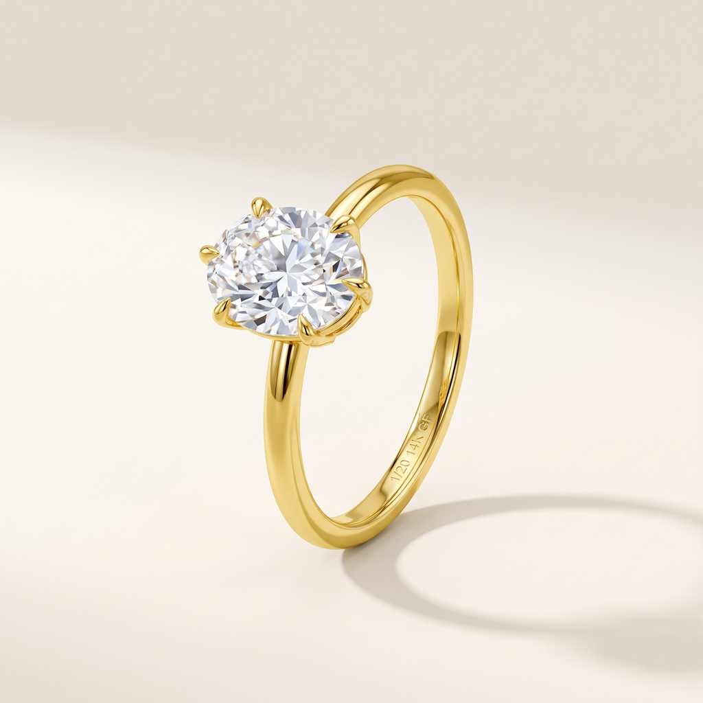 Olympe Oval Moissanite Engagement Ring in 14K Gold Filled over 925 Sterling Silver
