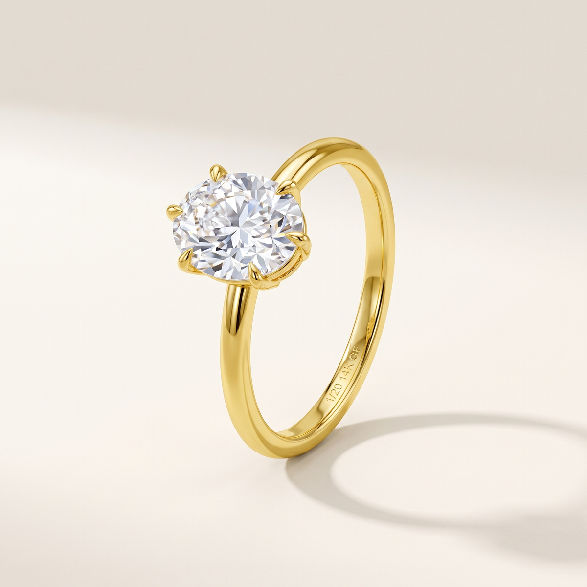 Olympe Oval Moissanite Engagement Ring in 14K Gold Filled over 925 Sterling Silver