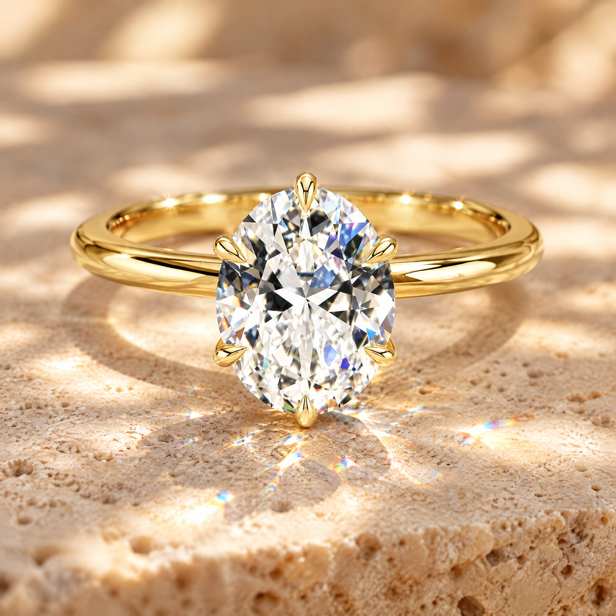 Olympe Oval Moissanite Engagement Ring, close-up detail