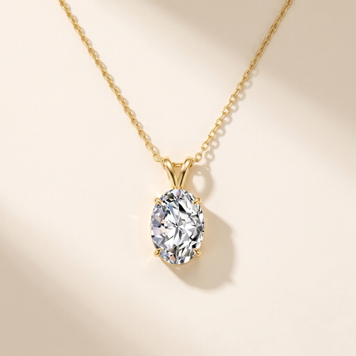Olympe Oval Moissanite Necklace, 14K Gold Filled