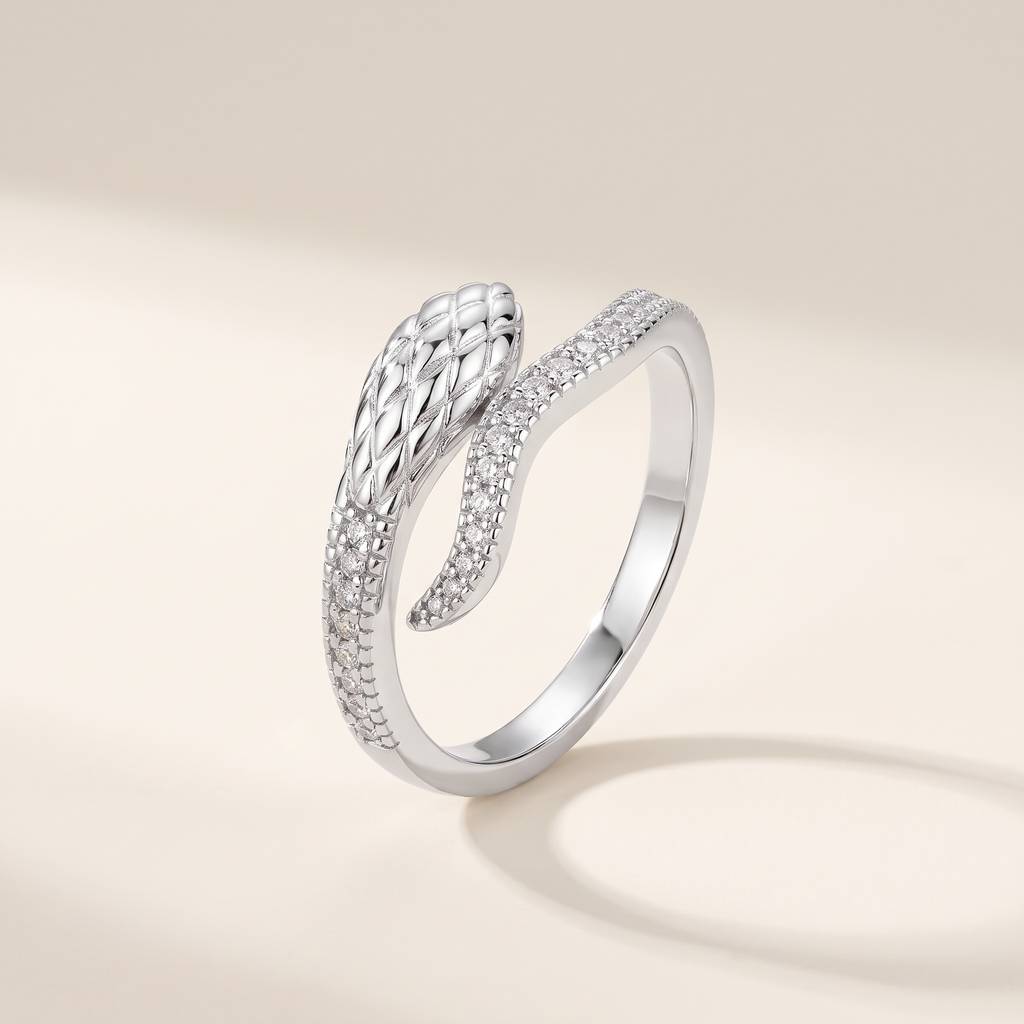 Ondine Moissanite Snake Band in White Gold
