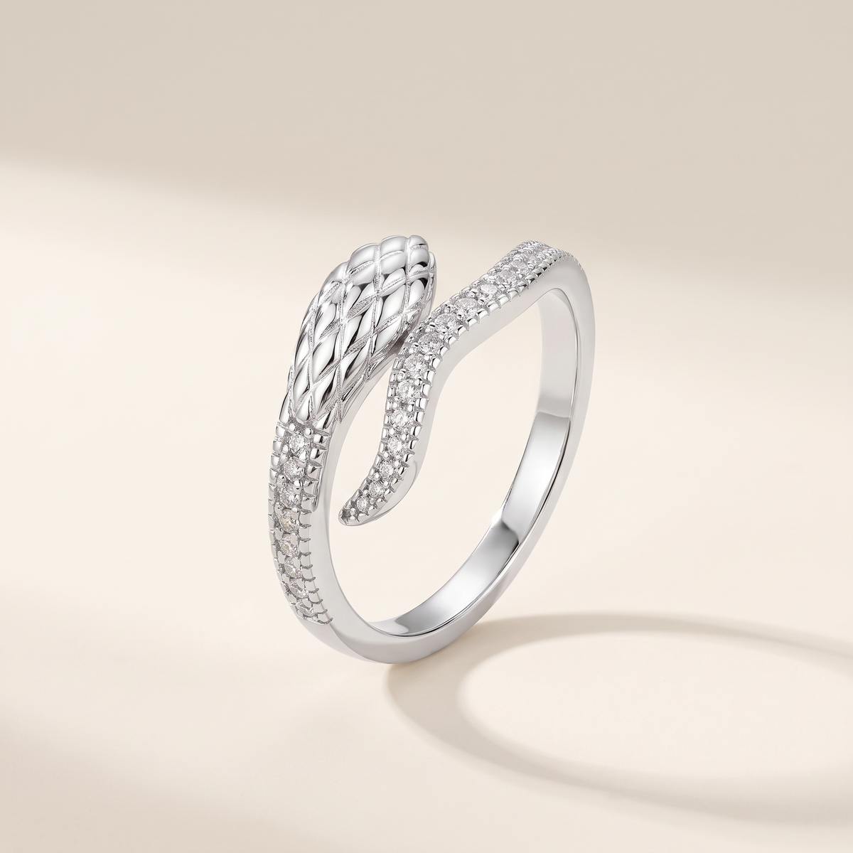Ondine Moissanite Snake Band in White Gold