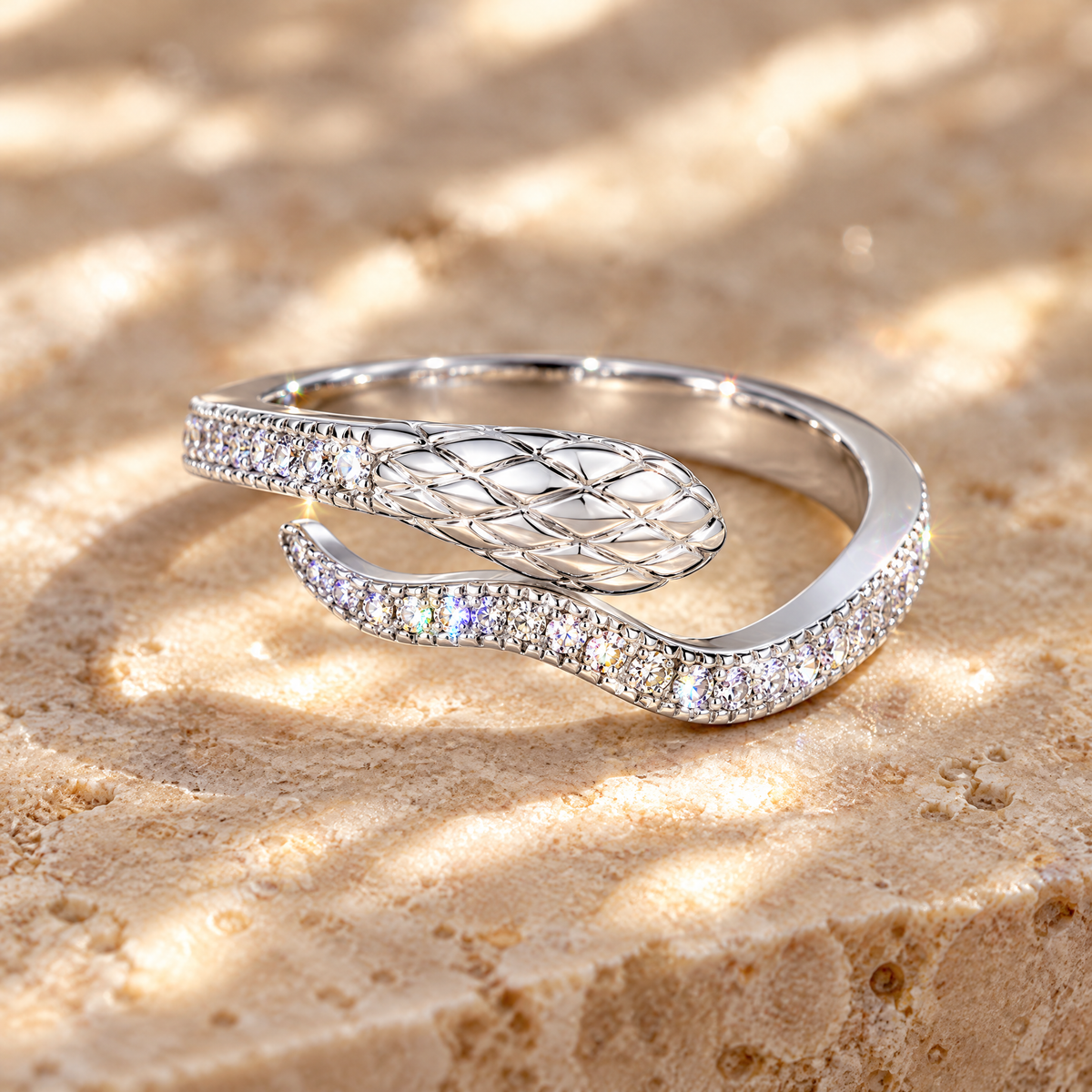 Ondine Moissanite Snake Band, close-up detail
