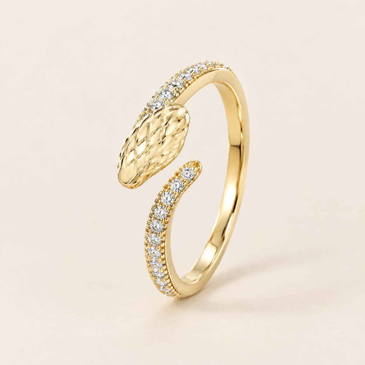 Ondine Moissanite Snake Band in Yellow Gold