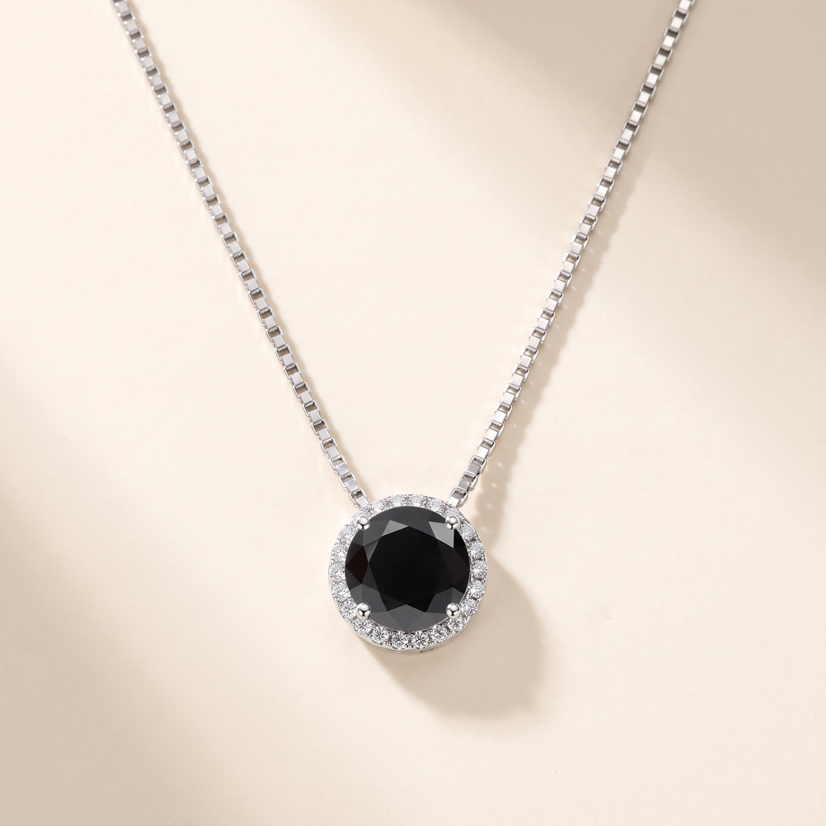 Opaline Colored Moissanite Halo Pendant in Black