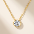 Orbe Bezel Moissanite Necklace, 14K Gold Filled