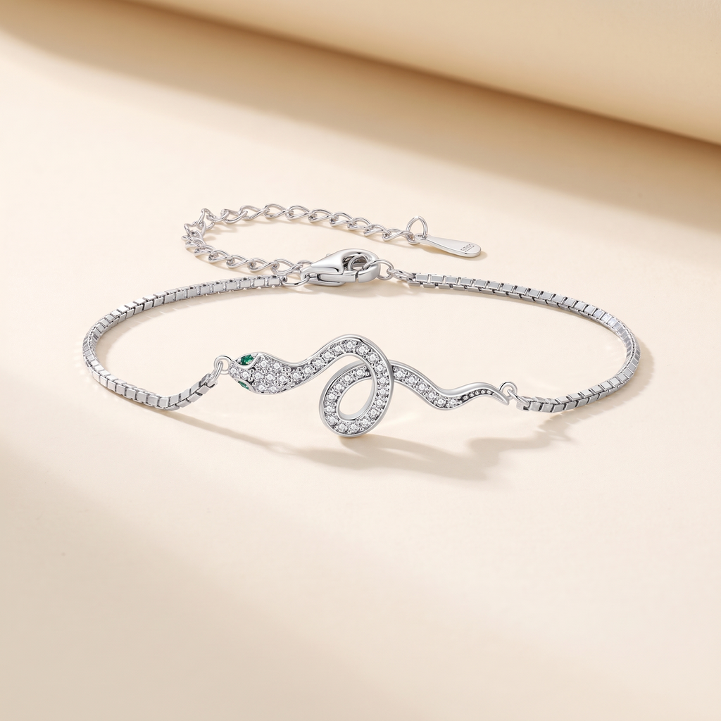 Petite Ève CZ Snake Bracelet in sterling silver