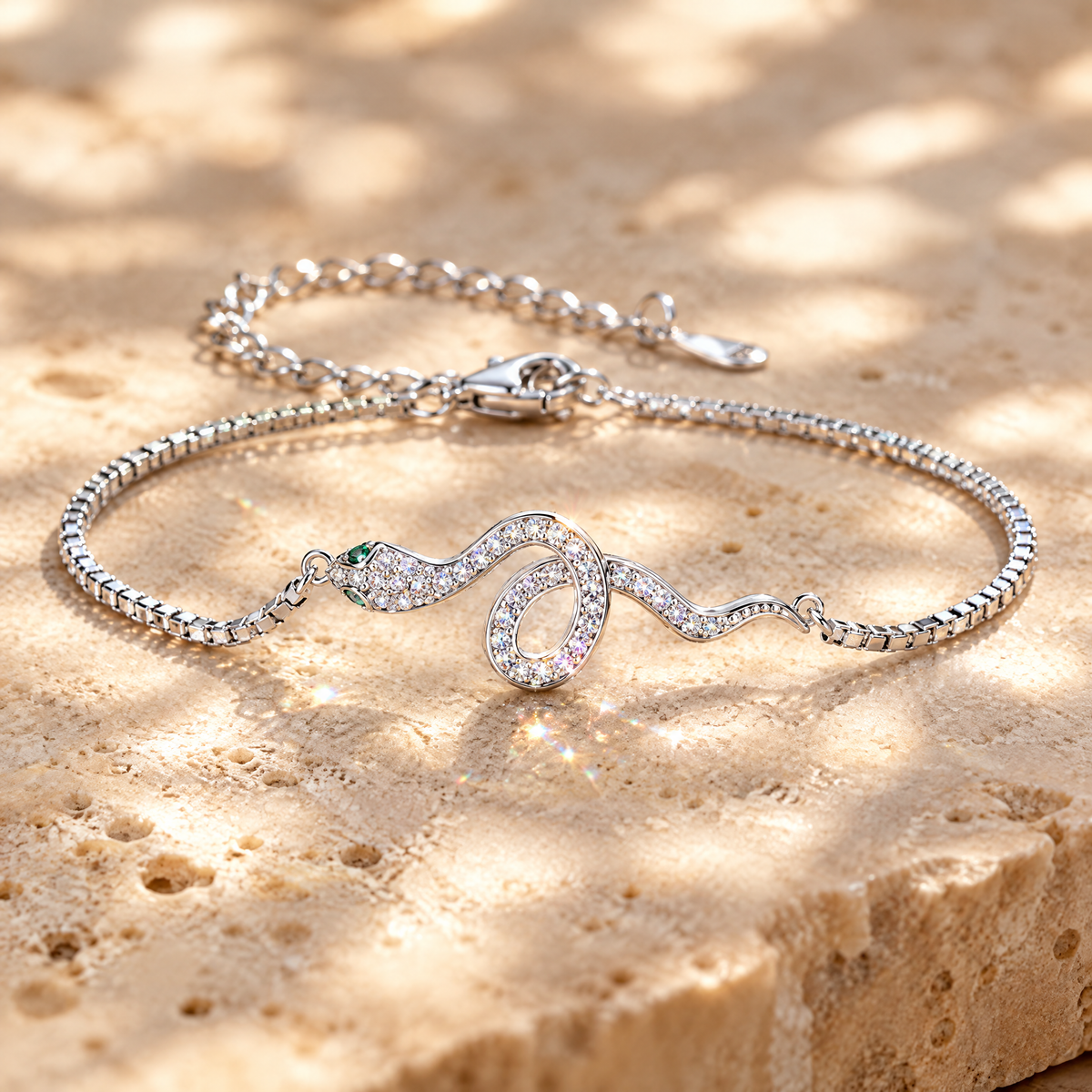 Petite Ève CZ Snake Bracelet, close-up detail