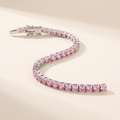 Pivoine Pink Moissanite Tennis Bracelet in White Gold