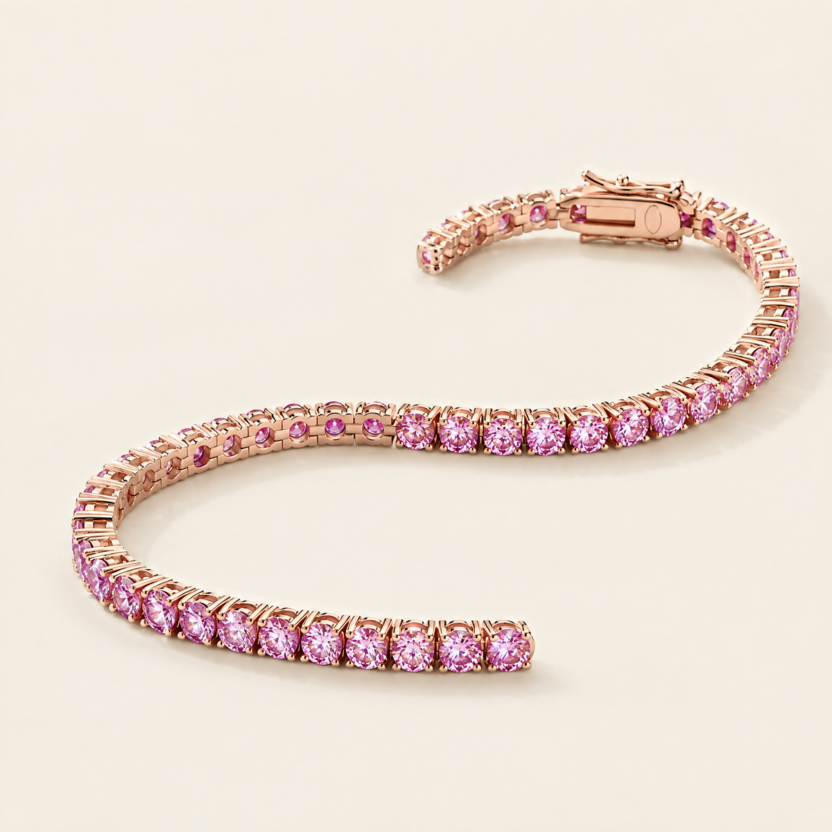 Pivoine Pink Moissanite Tennis Bracelet in Rose Gold