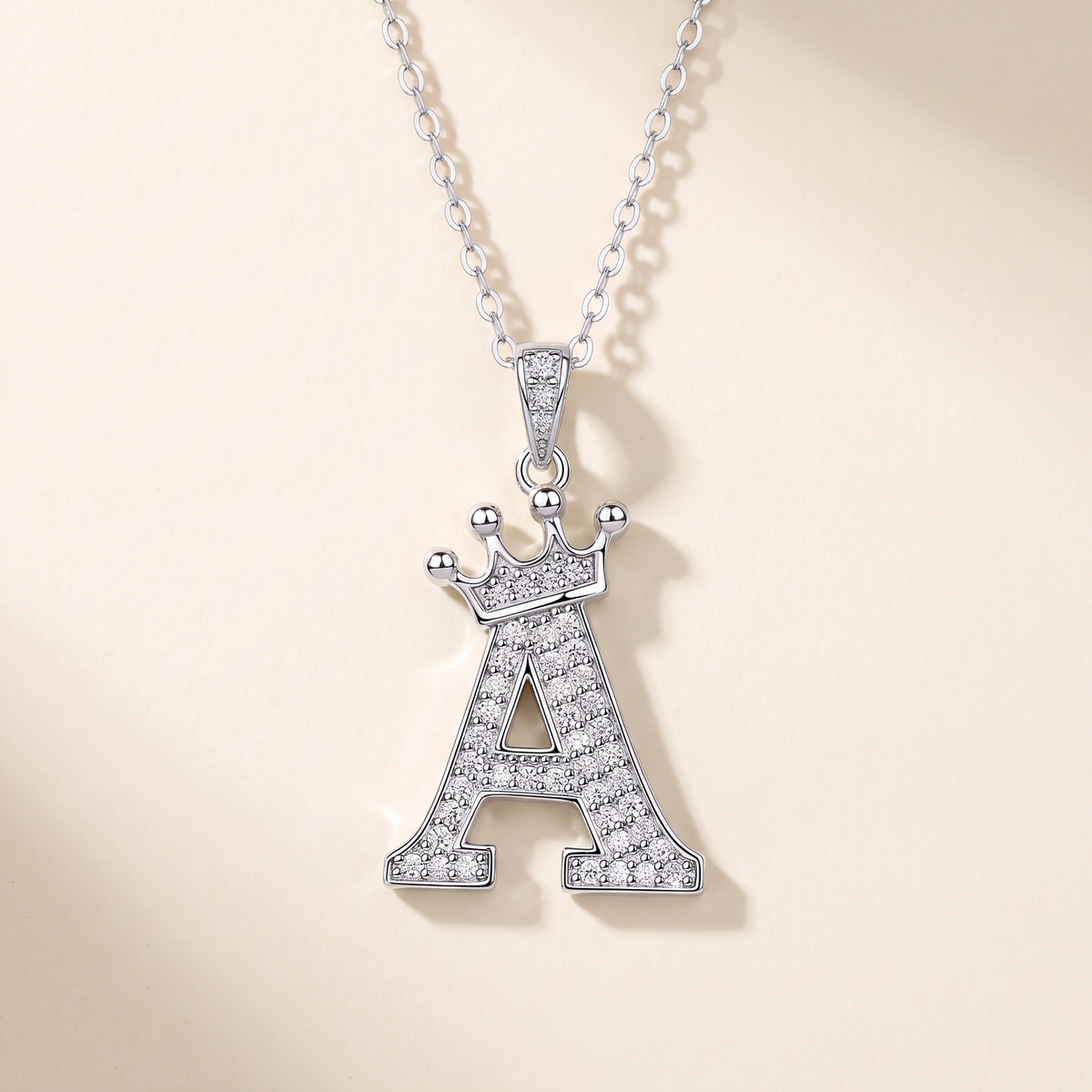 Reine Moissanite Crown Initial Necklace