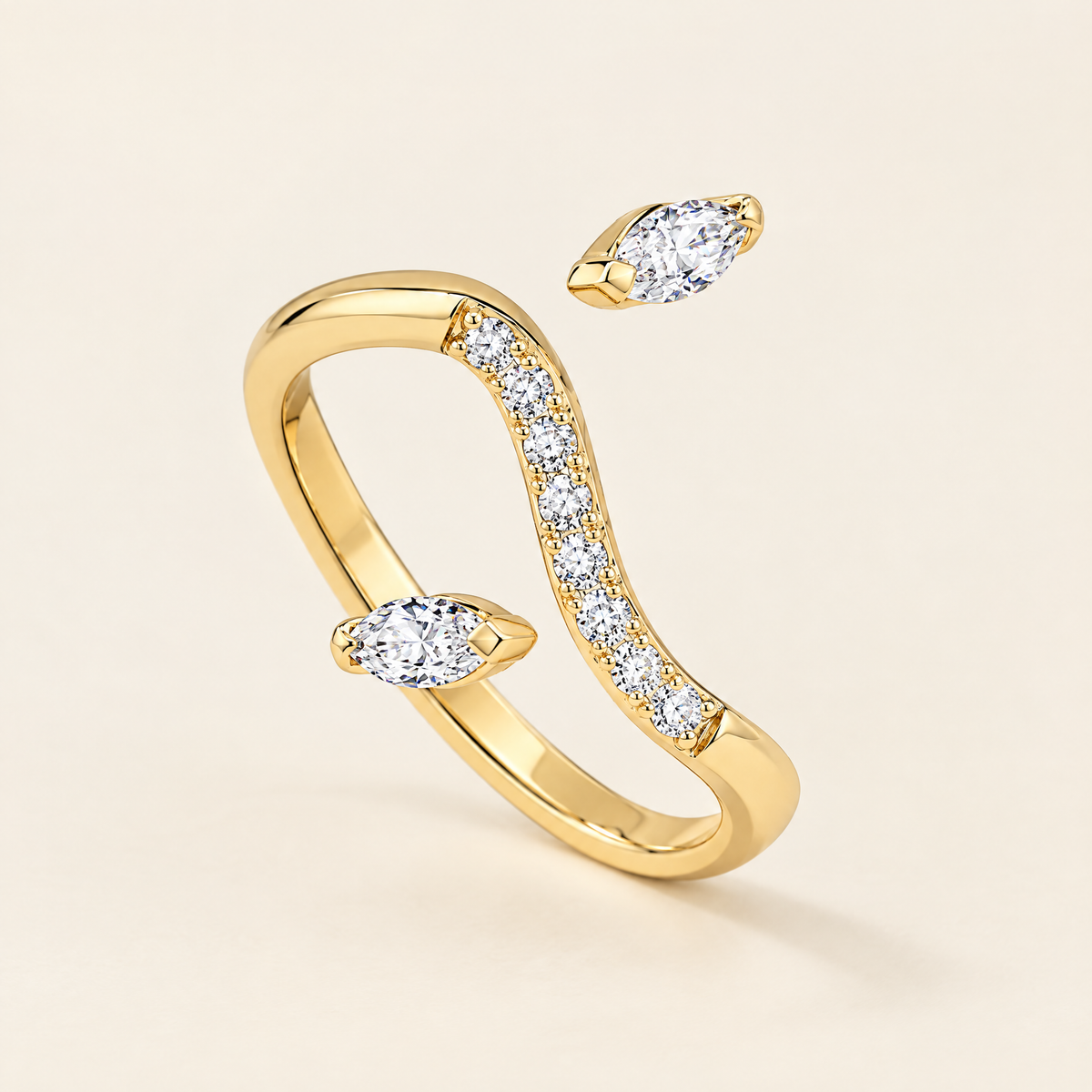 Salomé Moissanite Double Snake Ring in Yellow Gold