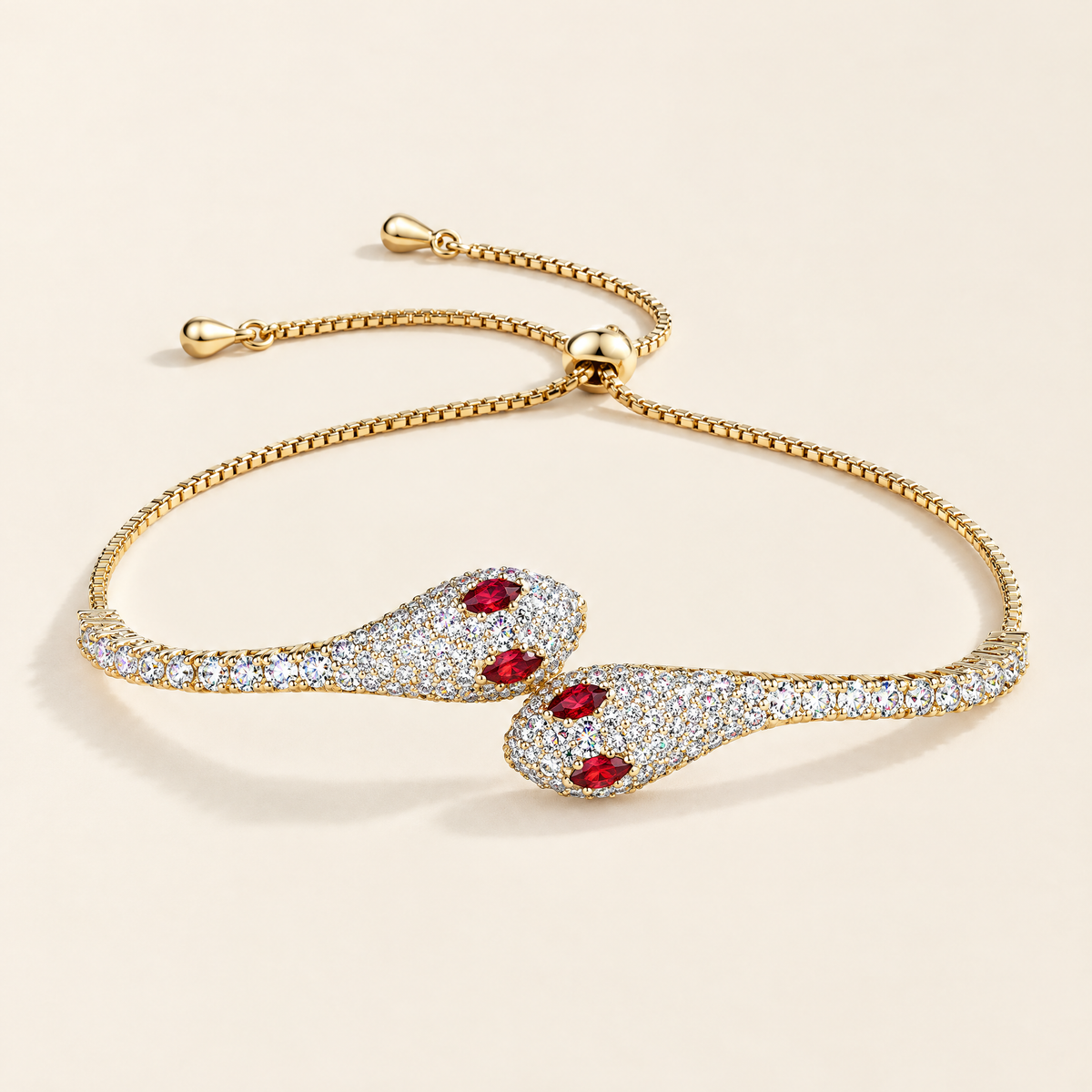 Salomé Moissanite Twin Snake Bracelet in Yellow Gold