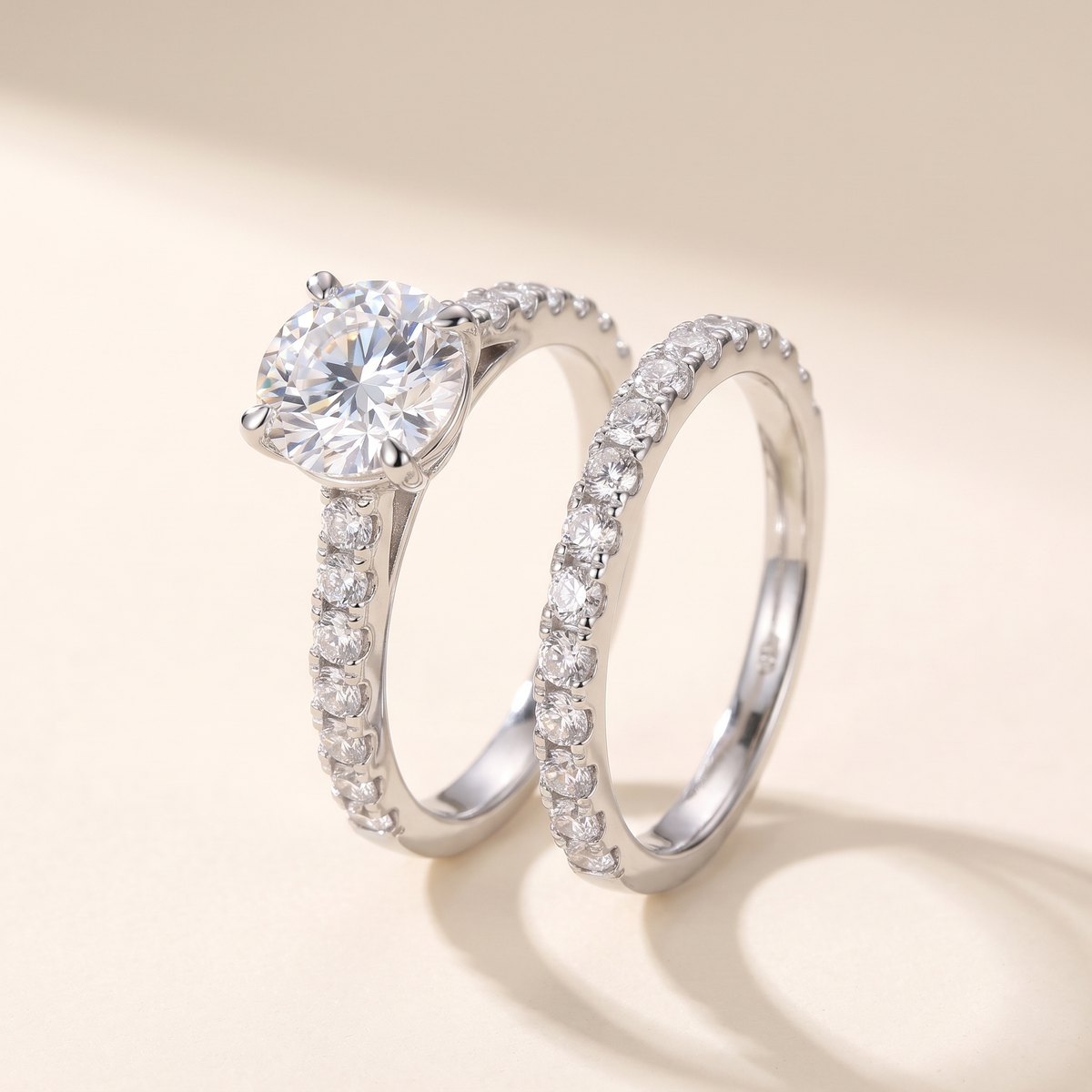 Serment Moissanite Bridal Ring Set in White Gold