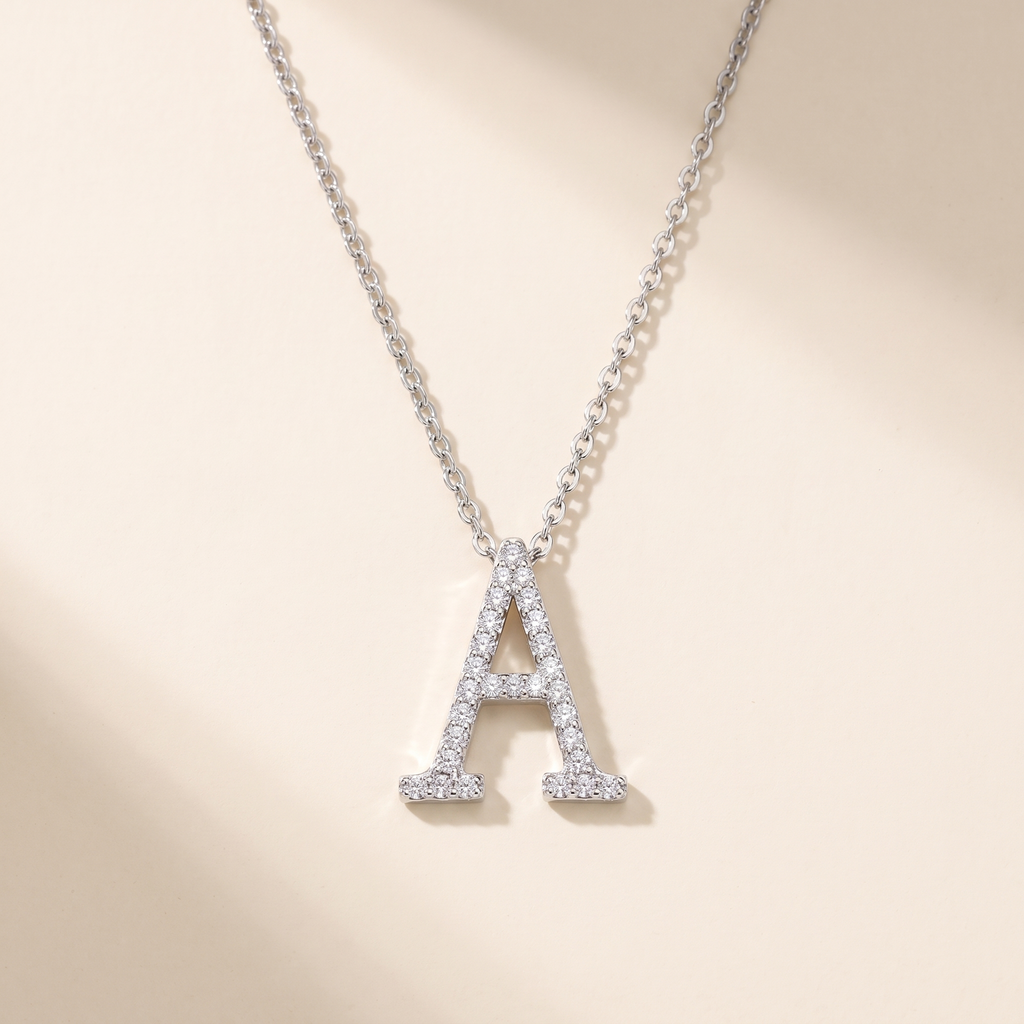 Signature Moissanite Pavé Initial Necklace
