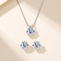 Sirius Moissanite Necklace & Studs Set in White Gold