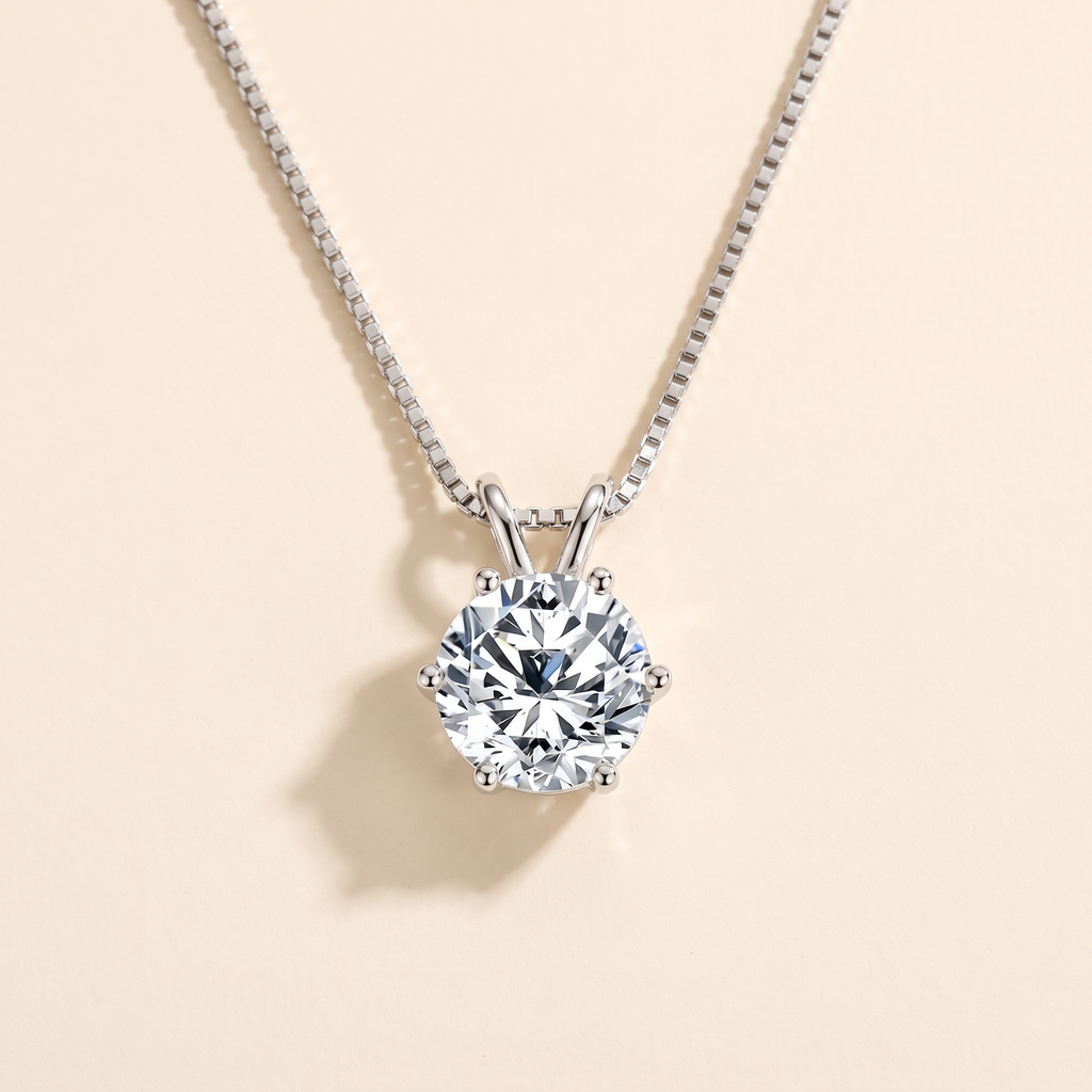 Sirius Moissanite Solitaire Necklace in White Gold