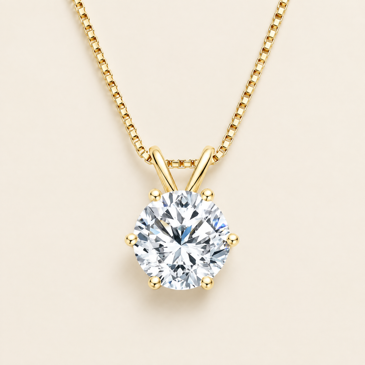 Sirius Moissanite Solitaire Necklace in Yellow Gold