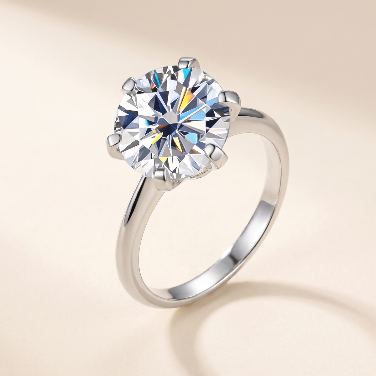Sirius Moissanite Solitaire Ring in White Gold