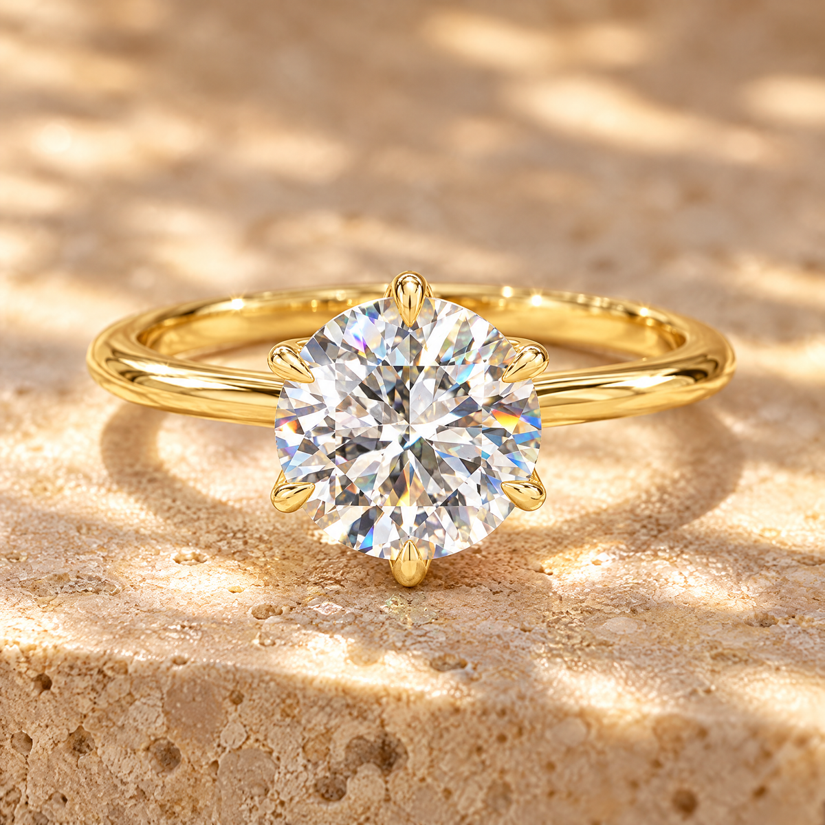 Sirius Moissanite Solitaire Ring, 14K Gold Filled, close-up detail