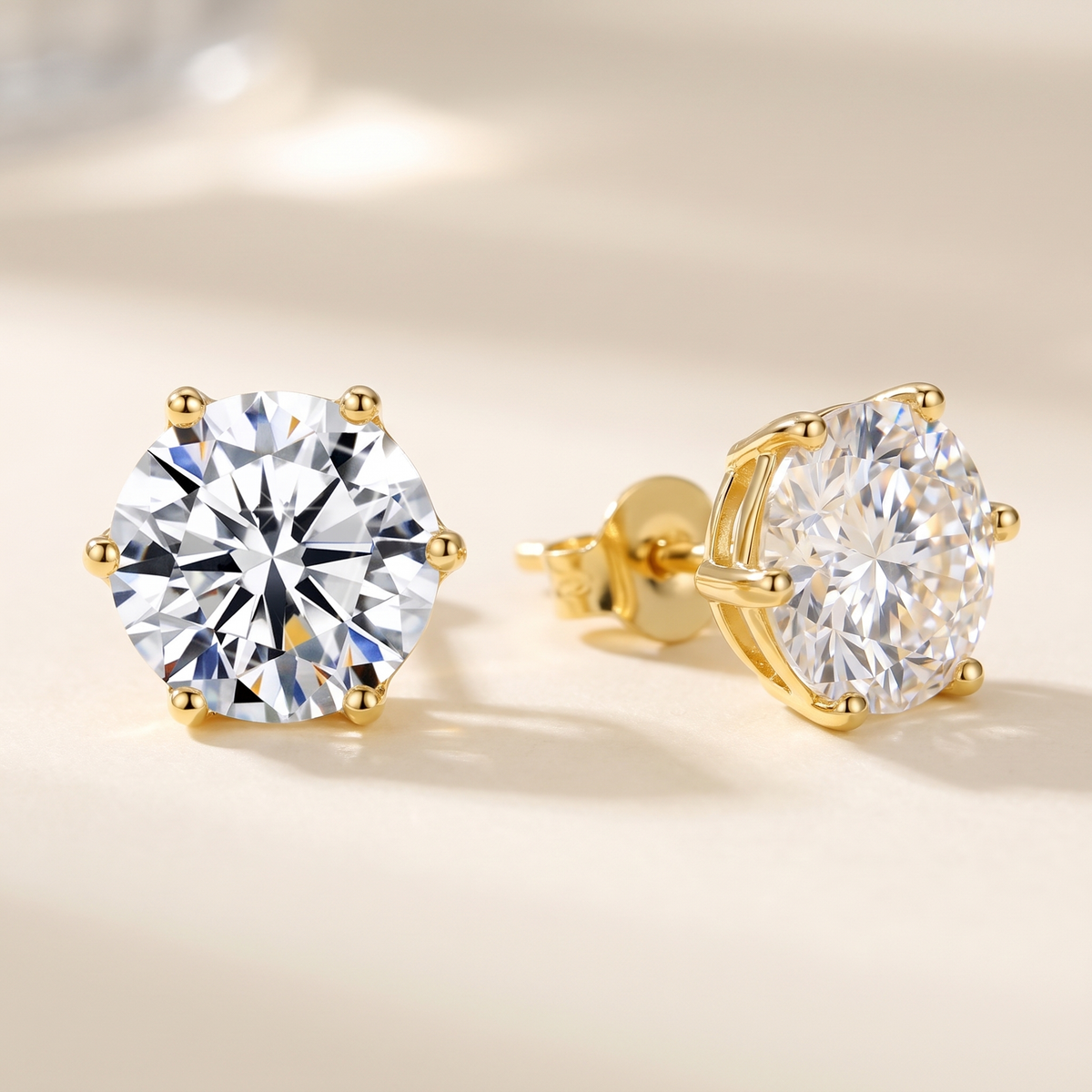 Sirius Moissanite Solitaire Studs, 14K Gold Filled