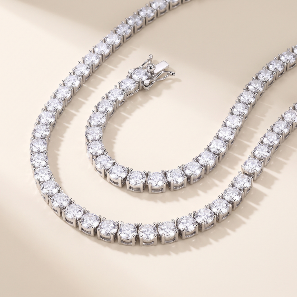 Solène Moissanite Tennis Necklace in White Gold